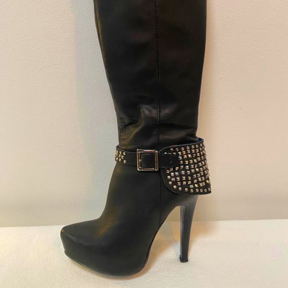High Heel Tall Boots with embellishing studs